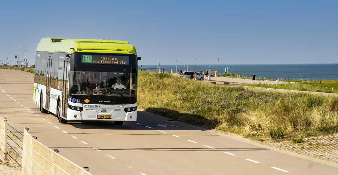 Bus on the Dutch coast near Zandvoort beach