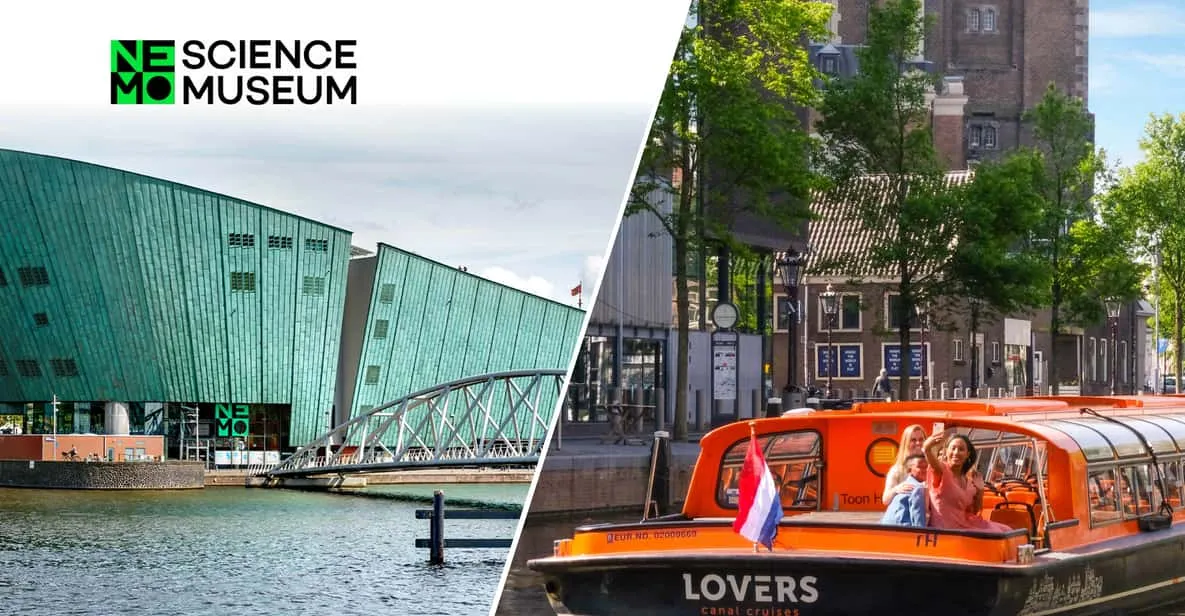 Family canal cruise boat in Amsterdam